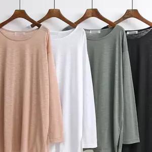 [리빌모아]여자 빅사이즈 라운드 옆트임 긴팔 티셔츠 OCW-TSA-SWFGR9JG