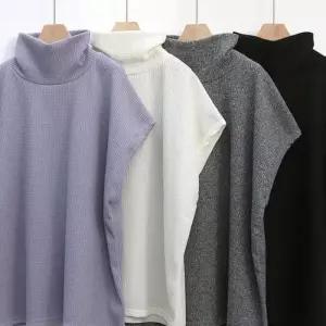 [리빌모아]여자 빅사이즈 폴라 하이넥 골지 니트 조끼 OCW-VEW-SWFGR9JD