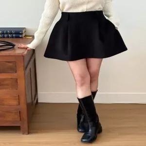 [릴룸][고퀄/주폭]알파카핀턱스커트 울 연말룩 하객룩 벌룬