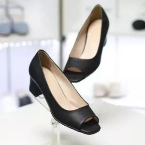 [바이로쏘]바이로쏘 오픈 토 미들힐 청키굽 구두 펌프스 666