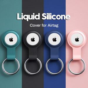 Apple Airtags 케이스 용 커버 액체 실리콘 보호 쉘 트래커 액세서리 안티 스크래치 슬리브 키 체인 에어 태그