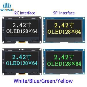 2.4인치 128x64 OLED LCD 디스플레이 모듈 SSD1309 7핀 SPI/IIC I2C 시리얼 인터페이스 (아두이노 UNO R3 C