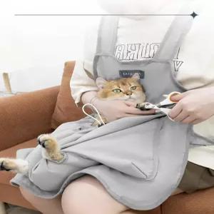 고양이 간택 주머니 캥거루옷 겨울 애견 포근한 앞치마
