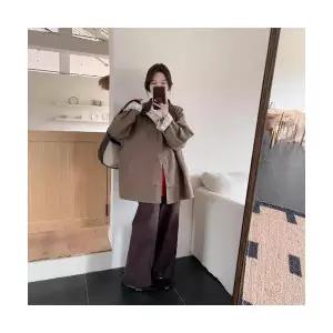 마킷3 여사친 가을 하프코트 상의 차이나 트렌치코트 체크 JEN3