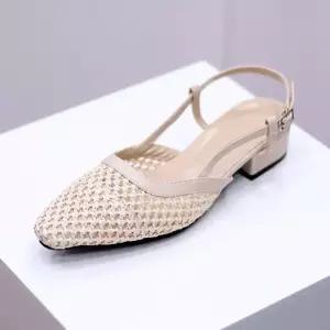 [바이로쏘]바이로쏘 라탄 슬림 토 로우힐 슬링백 구두 1200