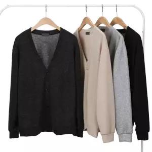 [레디핏]남자 남성 심플 V넥 블랙 단체 유니폼 가디건_CMT001