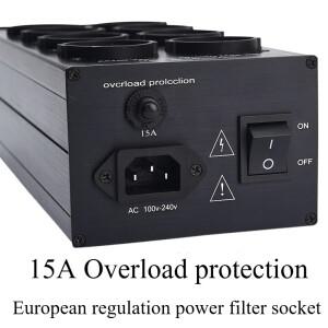 1개/몫 TP80 전원 필터 소켓 소음 감소 과부하 보호 전압 디스플레이 기능 오디오 증폭기 8 비트 유럽