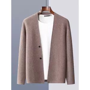 니트 울 남자 따뜻한 순색 좋아하는 브이넥 카디건 비즈니스 여자친구가 코트 봄가을 MODU3