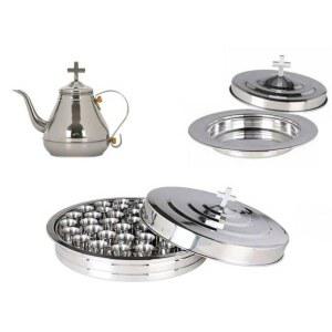 성찬식 세트 세례기 기독교 교회 만찬 성례용품 40홀 금색 접시 식기세트 성당 종교