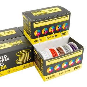 PVC 절연 주석 도금 구리 케이블 박스형 UL1007 AWG 연선 PCB 전선 5 가지 색상 혼합 키트 30 28 26 24 22