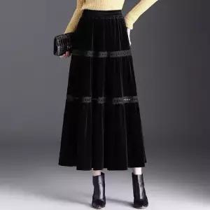 여자 치마 스커트 롱 검정 가을 데일리 케이크 A라인 우산 SPO마켓3