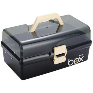 킨소르카이 12인치 3단 투명 플라스틱 보관함/도구 상자, 다용도 정리함 및 아트 크래프트 화장품용 휴대용 손잡이 보관 케이스(블랙)