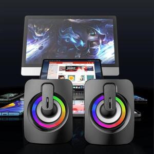 컴퓨터 스피커 PC 사운드 박스 HIFI 스테레오 마이크로폰 USB 유선 LED 라이트 포함 데스크탑 노트북용