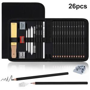 14/18/20/26/29/33개 드로잉 세트 스케치 키트 그라파이트 목탄 블렌딩 도구 및 액세서리가 포함된 연필 미