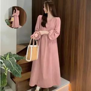 여성 캐주얼 루즈핏 퍼프 코듀로이 골덴 원피스