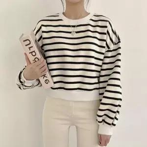 [리빌모아]여자 캐주얼 단가라 라운드 배색 맨투맨 DMESW-TSA-STS14326880