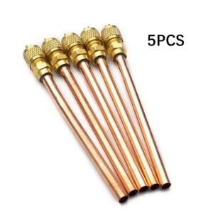 5개 세트 냉매 충전 밸브 HVAC 단방향 서비스 튜브 에어컨 냉각 시스템용 구리 황동 수리 부품