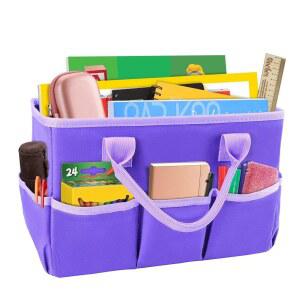 ZKU 아트 오거나이저 데스크톱 공예품 보관 토트백 공예품, 바느질, 종이, 미술, 캔버스, 여행용 또는 일상적인 사용을 위한 손잡이가 있는 기구(보라색, 소형)