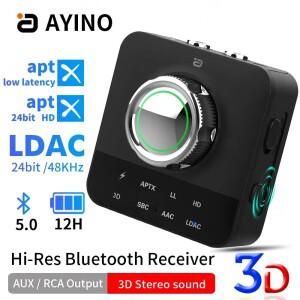 AYINO MR230 PRO LDAC Bluetooth 무선 오디오 수신기 어댑터 (마이크 포함) RCA 3.5m 잭 Aux 3D 스테레오 a