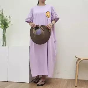 [리빌모아]여자 오버핏 스마일 심플 반팔 롱 원피스 DMES-OPS-STS14351071