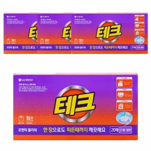 테크 간편시트 로맨틱 플라워 겸용 본품 20매 4팩 (80매)