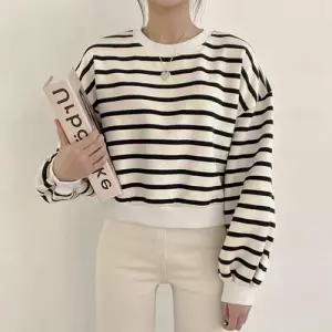 [리빌모아]여자 캐주얼 스트라이프 크롭 티셔츠 DMESW-TSA-STS14345003