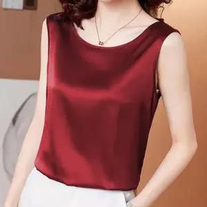 [리빌모아]여자 데일리 새틴 민소매 라운드 블라우스 SDW-BLH-SRNR1001345