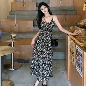 [리빌모아]여자 뷔스티에 슬림 플라워 롱 원피스 JSW-OPS-SP0000CUM-블랙