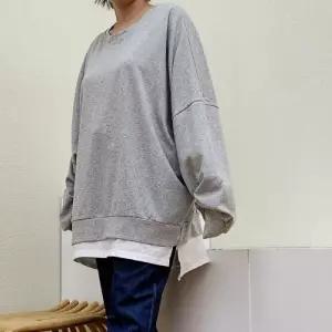 [리빌모아]여자 박스핏 레이어드 트임 라운드 맨투맨 DMES-TSS-STS14351042