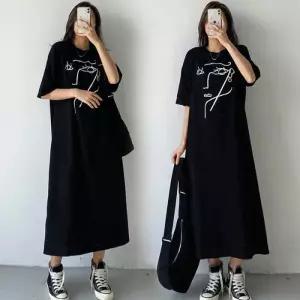 [리빌모아]여자 캐주얼 프린팅 라운드 옆트임 롱 원피스 SDW-OPS-SURK343