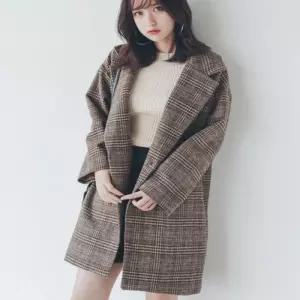 [리빌모아]여자 루즈핏 모직 체크 버튼 카라 심플 자켓 OCW-JKA-SWFGY7EL