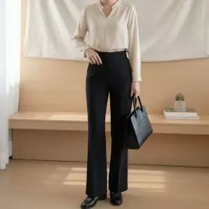 [하프클럽/]여성 출근 일상 편한 캐쥬얼 나팔 팬츠