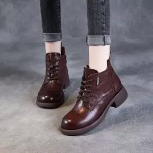 빈티지 가을 가죽 소 로우힐 앵클부츠 워커힐 라이트 스트랩 럭셔리 여성패션 리얼 워커 DL3