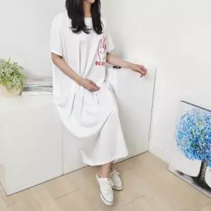 [리빌모아]여자 박스핏 프린팅 심플 반팔 롱 원피스 DMES-OPS-STS14351074