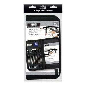 지퍼형 휴대용 케이스에 연필 세트 그리기 및 스케치하기