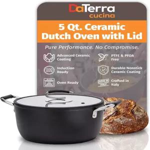 다테라 쿠치나 뚜껑이 있는 5Qt 논스틱 세라믹 네덜란드 오븐 냄비 이중 손잡이가 가벼운 수프 파스타