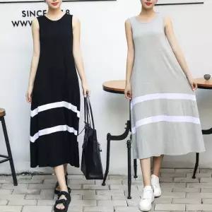 [리빌모아]여자 민소매 배색 라인 A라인 나시 원피스 SDW-OPS-SURK158