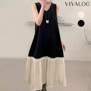 [비바로그][비바로그] 아테네 프릴배색 민소매 원피스