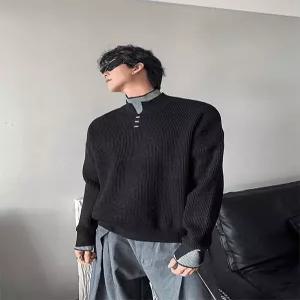 니트 가을 캐주얼 투피스 상의 이중 남자폴라니트 가짜 패션 터틀넥 ible3