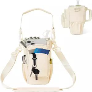 스포츠 뉴 물병 가방 휴대폰 포켓 30 40 텀블러 손잡이 액세서리 단열 홀더 파우치 스트랩 크로스바디 빨대