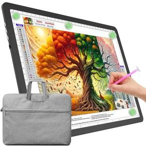 다이아몬드 페인팅용 가방이 있는 TOHETO A4 라이트 보드, 측면 버튼이 초밝은 마그네틱 패드, 트레이싱 및 드로잉용 박스, 스케치용 코드 테이블, 제초 비닐(블랙)