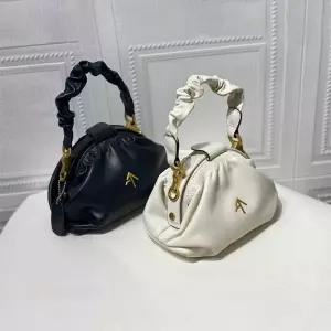 셔링 핸들 크로스 여성 가방 우드 가죽 스몰 토트백