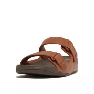 핏플랍 남성 고흐 목 레더 슬라이드 - 다크 탄 FT61K1D04C 289316