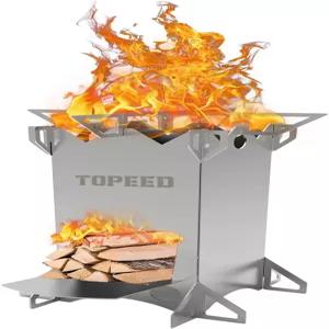 피타이크 배낭여행 캠핑 로켓 스토브 야외 요리 하이킹 서바이벌 피크닉 바비큐를 위한 휴대용 스테인리스