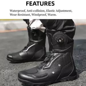 레저 바이크 오토바이 검은 내구성 가죽 부츠 남자 여자 레트로 바이커 장거리 승마 안티-슬립 스포츠 자전