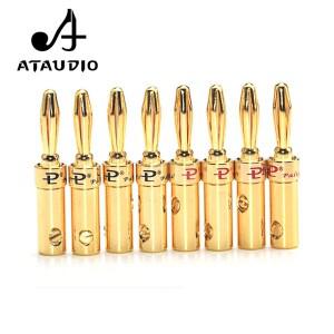 ATAudi 호환O 금도금 스피커 바나나 플러그 DIY 하이파이 잭 오디오 케이블 커넥터 4mm 8 개
