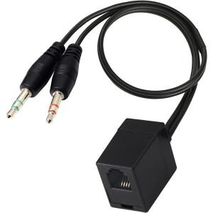 RJ9 4P4C 암-듀얼 3.5mm 1/8 TRS 남성 마이크 헤드폰 스테레오 Y 분배기 케이블 (PC 및 전화 헤드셋 변환