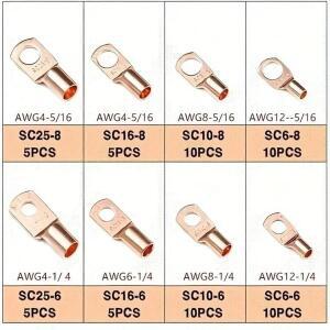 140개 구리 와이어 러그 AWG 2 4 6 8 10 12 배터리 케이블 끝단 80개 열수축 튜브 세트 60개 링 터미널 커