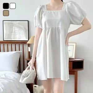 [리빌모아]여자 스퀘어넥 퍼프 반팔 A라인 원피스 DHTW-OPS-SN2480227