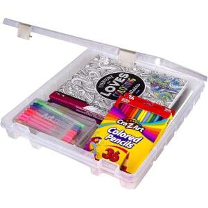 아트빈 9100AB 슈퍼 사첼 슬림 1 오픈 수납 공간, 아트 앤 크래프트 정리함, [1] 플라스틱 보관 케이스, 클리어